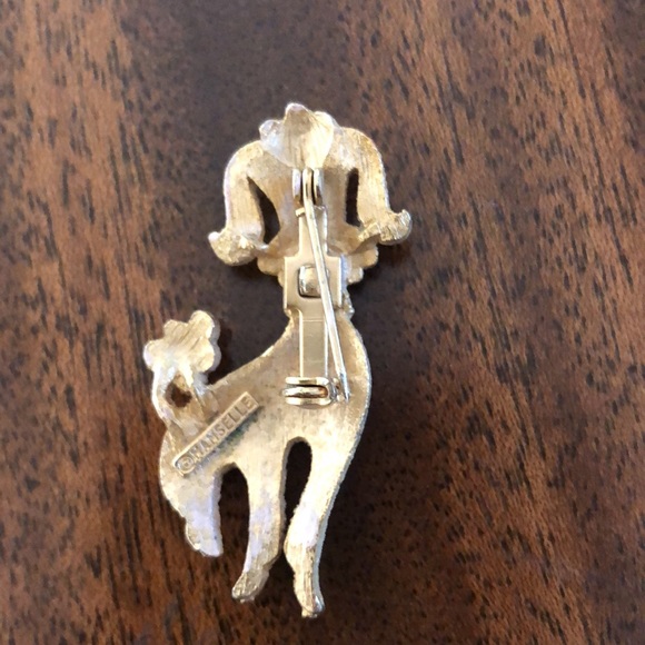 vintage marked Mamselle white silver tone poodle pin - Picture 4 of 8